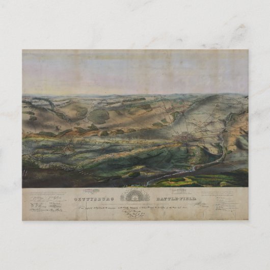 Gettysburg slagveld door John Bachelder 1863 Briefkaart (Voorkant)