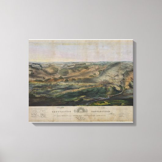 Gettysburg slagveld door John Bachelder 1863 Canvas Afdruk (Voorkant)