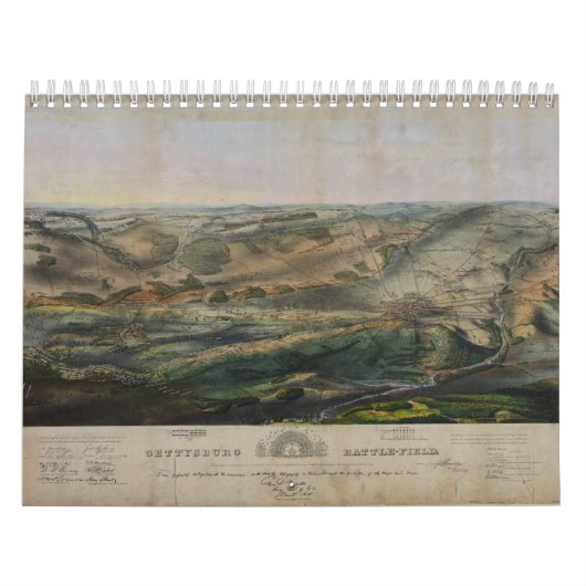 Gettysburg slagveld door John Bachelder 1863 Kalender (Hoes)