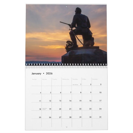 Gettysburg-slagveld Kalender (Jan 2026)