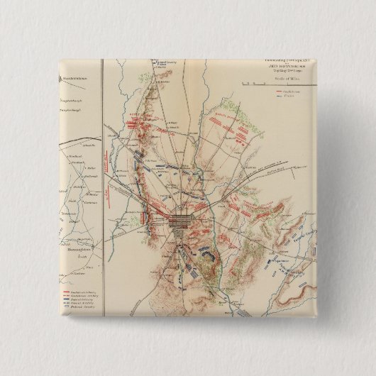 Gettysburg Vierkante Button 5,1 Cm (Voorkant)