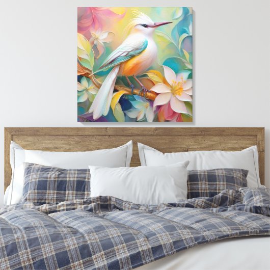 Getuft Golden Rumped Fantasy Bird Canvas Afdruk (Insitu (Slaapkamer))