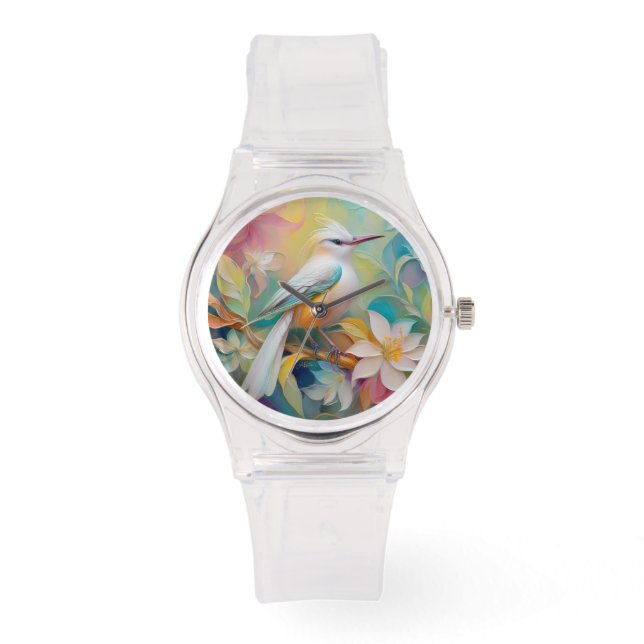 Getuft Golden Rumped Fantasy Bird Horloge (Voorkant)