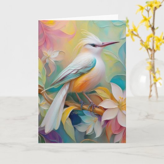 Getuft Golden Rumped Fantasy Bird Kaart (Gele Bloem)