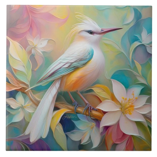 Getuft Golden Rumped Fantasy Bird Tegeltje (Voorkant)