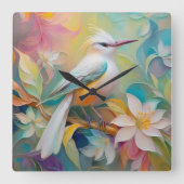 Getuft Golden Rumped Fantasy Bird Vierkante Klok (Voorkant)