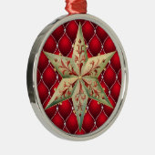 GETUFT KERSTROOD MET RODE & GROENE STER METALEN ORNAMENT (Rechts)