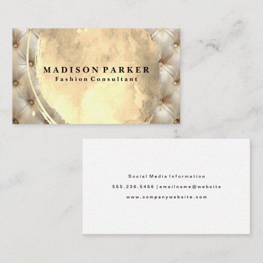 Getuft Kussen Achtergrond | Goud Geborsteld Visitekaartje (Voorkant / Achterkant)