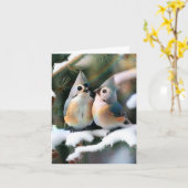 Getuft Titmouse Paar Kaart (Gele Bloem)