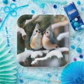 Getuft Titmouse Paar Papieren Bordje (Feest)