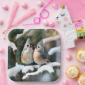 Getuft Titmouse Paar Papieren Bordje (Feest)