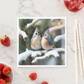 Getuft Titmouse Paar Servet (Insitu)