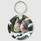 Getuft Titmouse Paar Sleutelhanger (Achterkant)
