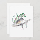 Getuft Titmouse Waterverf Note Kaart (Voorkant / Achterkant)