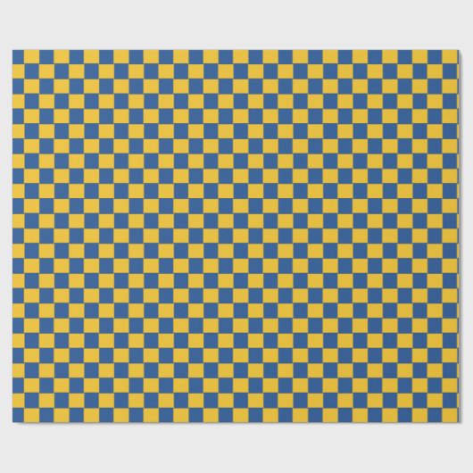 Getuigde geweven blauw en geel cadeaupapier (Vlak)
