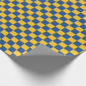 Getuigde geweven blauw en geel cadeaupapier (Hoek)