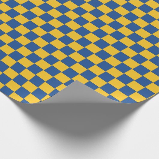 Getuigde geweven blauw en geel cadeaupapier (Hoek)