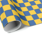 Getuigde geweven blauw en geel cadeaupapier (Rol Hoek)