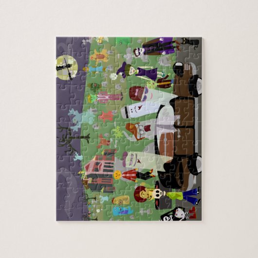 Getuigde halloween geïllustreerd bij Graveyard Par Legpuzzel (Verticaal)