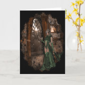 Getuige aan het raam: Halloween Design Kaart (Gele Bloem)