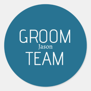 getuige bruidegom team grijs blauw wit vrijgezelle ronde sticker