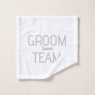 getuige bruidegom team grijs blauw wit vrijgezelle washandje