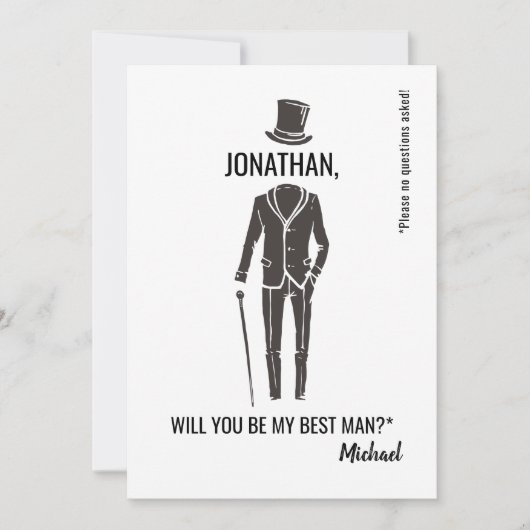 Getuige bruidsjonker humoristische elegante aanvra kaart (Voorkant)