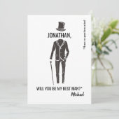 Getuige bruidsjonker humoristische elegante aanvra kaart (Staand voorkant)