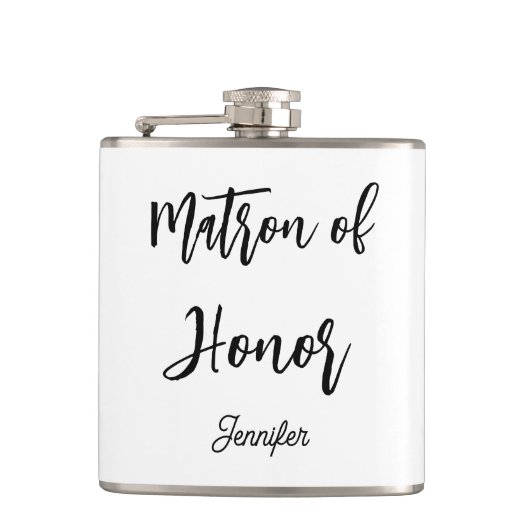 Getuige dame zwart wit bruiloft  heupfles (Voorkant)