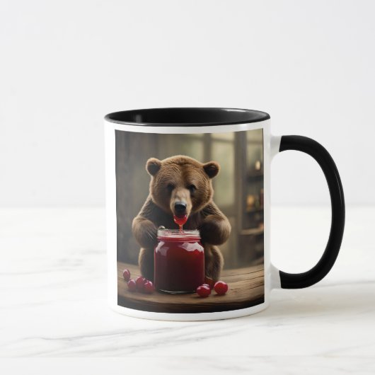 Getuige die een pot jam verslindt. mok (Rechts)