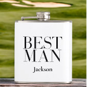 Getuige Gepersonaliseerd Wit Zwart Modern Eenvoudi Heupfles