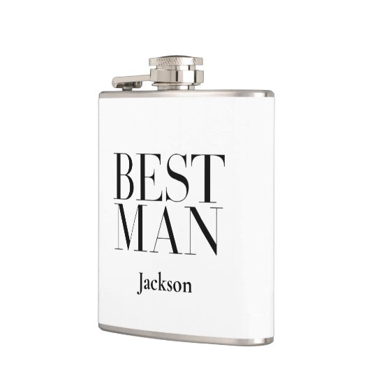 Getuige Gepersonaliseerd Wit Zwart Modern Eenvoudi Heupfles (Links)