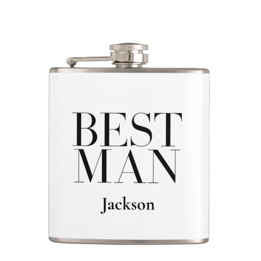 Getuige Gepersonaliseerd Wit Zwart Modern Eenvoudi Heupfles (Voorkant)