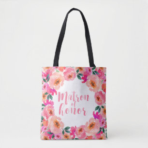 Getuige in roze waterverf bloemmotief landelijke s tote bag