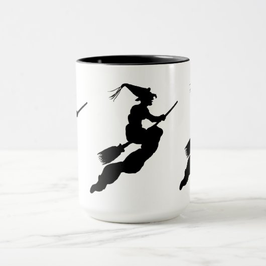 Getuige in vlucht op Broom Silhouette Mok (Midden)