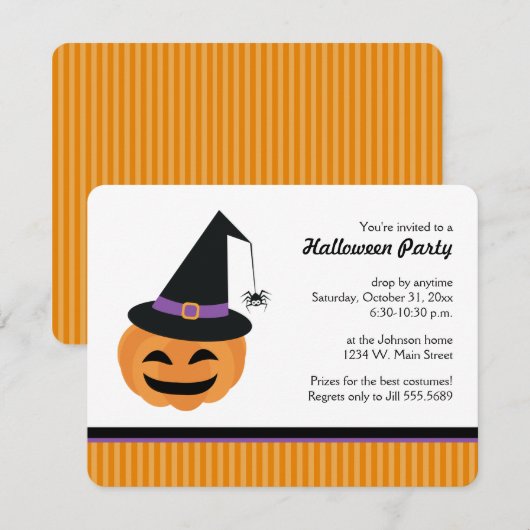 Getuige Jack o Lantern Halloween Party Uitnodiging (Voorkant / Achterkant)