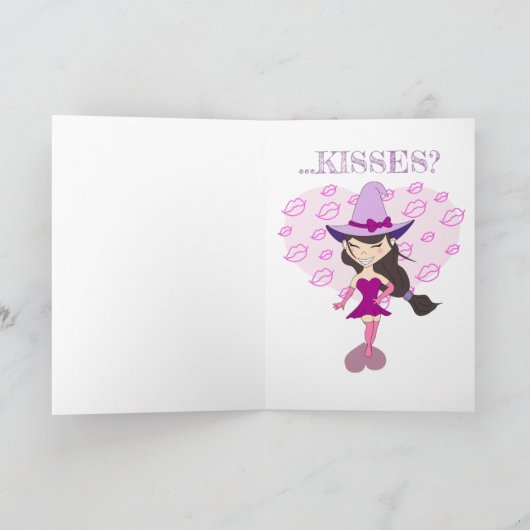 Getuige met hart en met kussen op Valentijnsdag Kaart (Binnen)