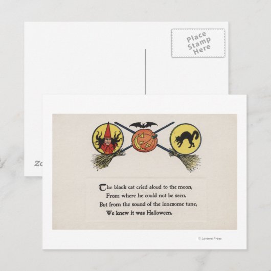 Getuige met kamers, kat, maan briefkaart (Voorkant / Achterkant)