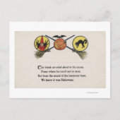 Getuige met kamers, kat, maan briefkaart (Voorkant)