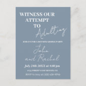 Getuige onze poging tot volwassen housewarming par briefkaart (Voorkant)