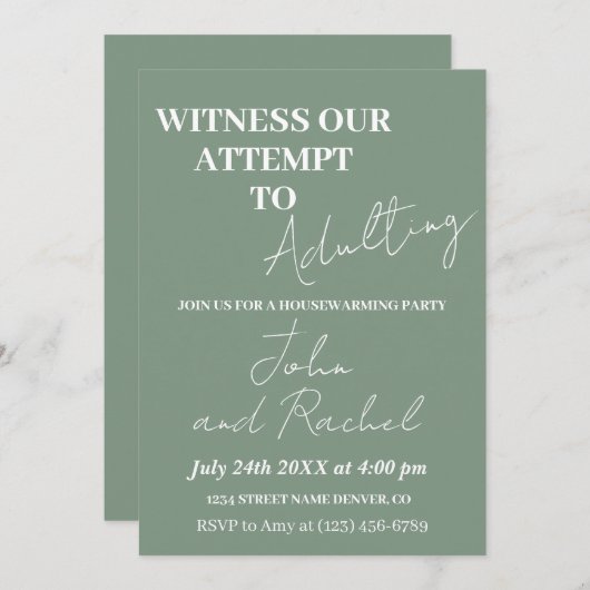 Getuige onze poging tot volwassen housewarming par kaart (Voorkant / Achterkant)