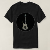Getuige Pixel White K5 Bass Guitar in een zwarte C T-shirt (Design voorkant)