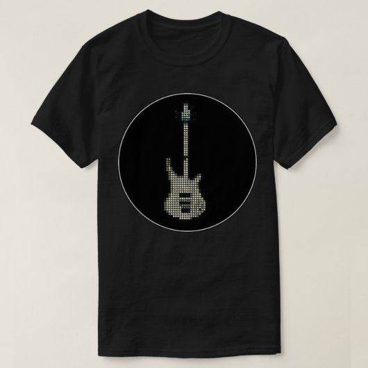 Getuige Pixel White K5 Bass Guitar in een zwarte C T-shirt (Design voorkant)