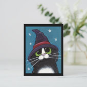 Getuige Quirky Halloween Cat Illustratie Briefkaart (Staand voorkant)