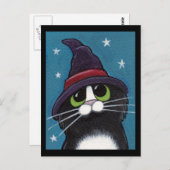 Getuige Quirky Halloween Cat Illustratie Briefkaart (Voorkant / Achterkant)