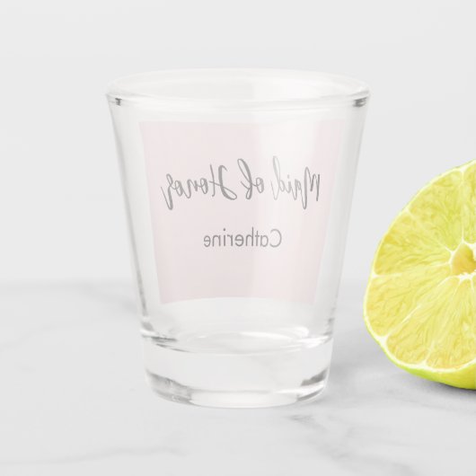 Getuige Roze Bruiloftfeest Script  Shot Glas (Achterkant)