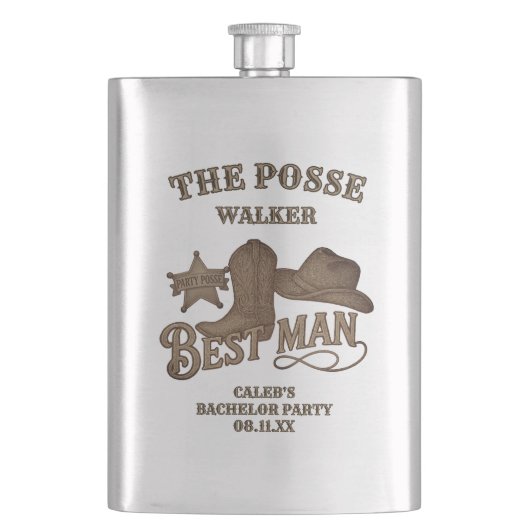 Getuige Rustieke Cowboy Bende Bachelorfeest Flacon (Voorkant)
