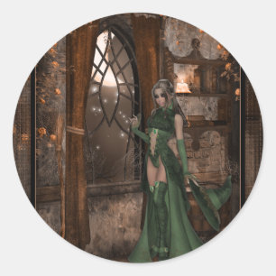 Getuige van het venster: Halloween Design Ronde Sticker