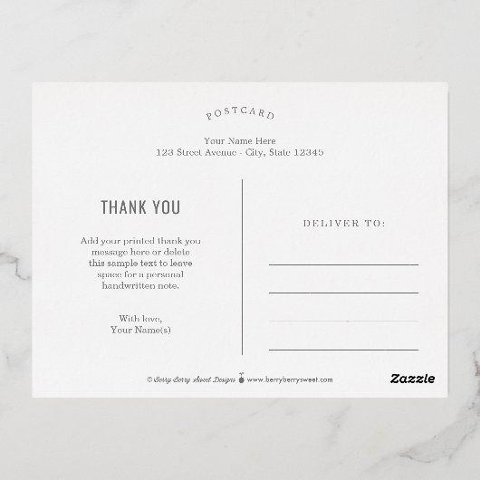 Getuige Vertrouwen FOLIE Dank u Briefkaart (Achterkant)