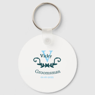getuige vrijgezellenfeest blauw vintage klassiek sleutelhanger